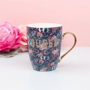 BRIDGERTON NEW Izzy & liv ceramic floral rug -forest green -11oz